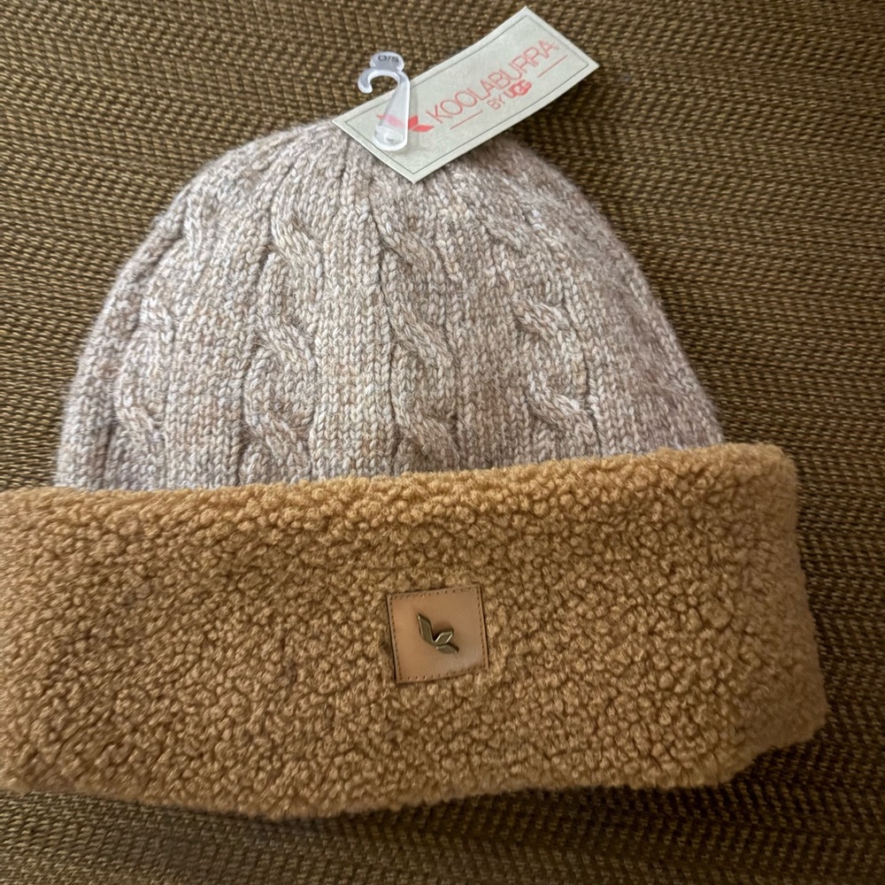 Woman Tan and Cream Knit Koolaburra by UGG Hat
